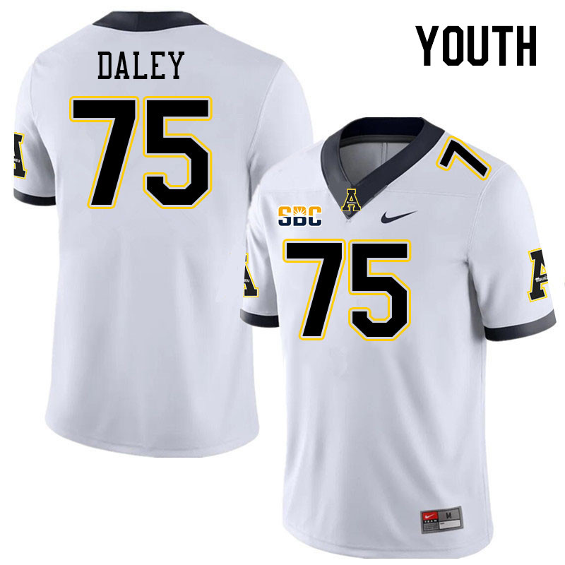 Youth #75 Damion Daley Appalachian State Mountaineers College Football Jerseys Stitched Sale-White